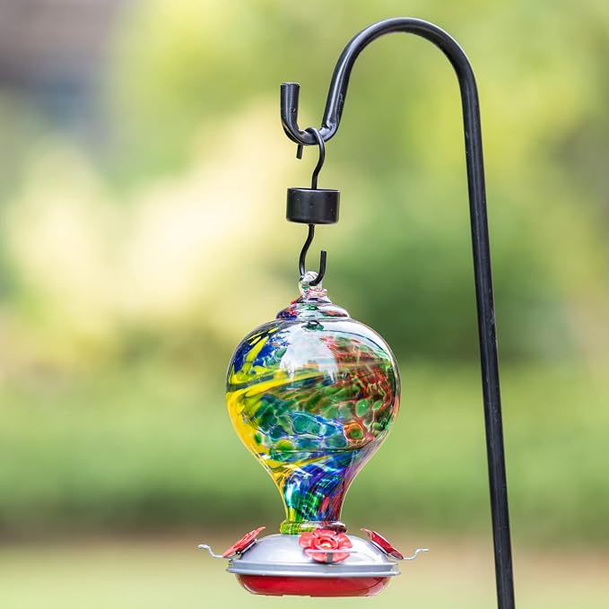 Muse Garden Gifts for Women Glass Hummingbird Feeder for Outdoors Hanging, Birthday Mother‘s Day Christmas Valentine Hummingbird Gifts for Women Mom, Ant Moat Included, 2 Pack, Comet and Nebula | Muse Garden Gifts for Women Glass Hummingbird Feeder for...