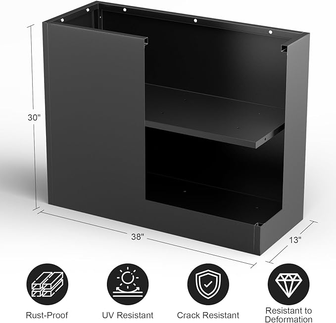 Nessxa Tall Metal Planter Box for Outdoor Plants 38" L x 13" W x 30", Heavy Duty Steel Large Rectangular Planter Box with Removable Insert Shelf, Modern Décor for Tall Plants, Trees, Flowers (Black)