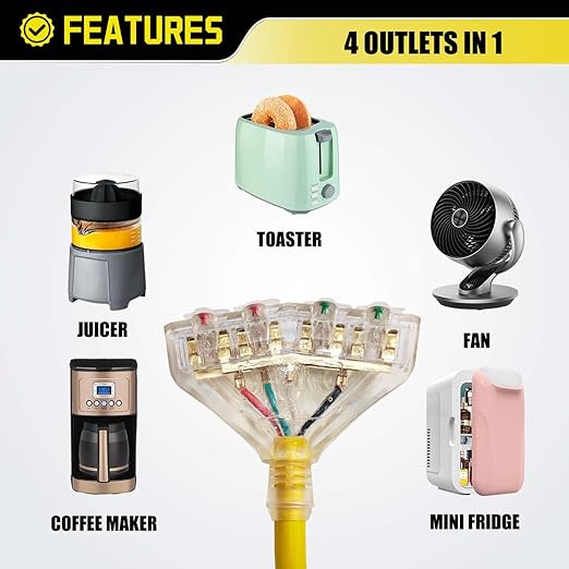 30 Amp 4 Prong Twist Lock to 110 Adapter Cord, Generator Locking Plug NEMA L14-30P to Four 5-15R 5-20R Outlets
