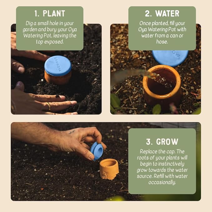 Growoya Garden OYA Large Watering Pot Plant Irrigation System Sustainable Traditional Olla Watering Smart Underground Watering Available for Garden Beds Raised Beds and Grow Bags