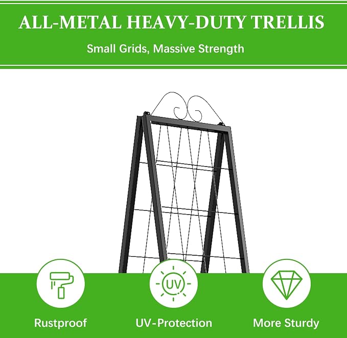 Zhongma Metal Garden Trellises … (16" x 52.5"H A-Frame 2 Pack)