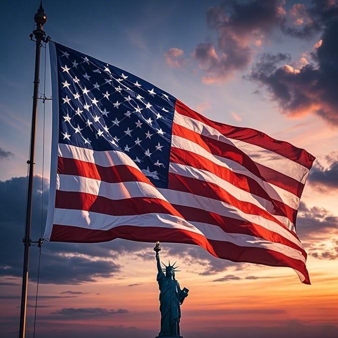 American Flag for Outside 10x15 FT, Deluxe Heavy Duty Spun Polyster, TearProof and Waterproof Super Tough Series, All Weather High Wind USA US Flag with Embroidered Stars, Sewn Stripes, Brass Grommets