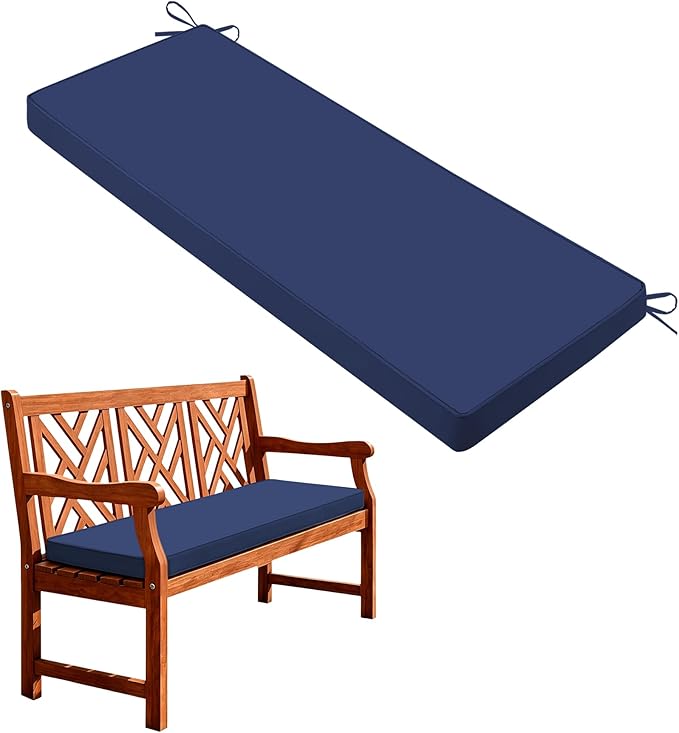 Outdoor Bench Cushions for Outdoor Furniture, 48x18 Inch, Waterproof Patio Furniture Cushion, Fade Resistant Bench Cushions for Porch Swing, Long Bench, Indoor, Navy Blue