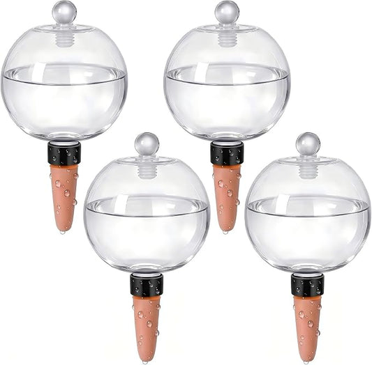 EX-Large Plant Watering Globes with Cover 26oz Top Fill Plastic Water Bulbs Self Watering Planter Inser, Slow Release Terracott, Plant Watering Devices for Plants, 4 Pack