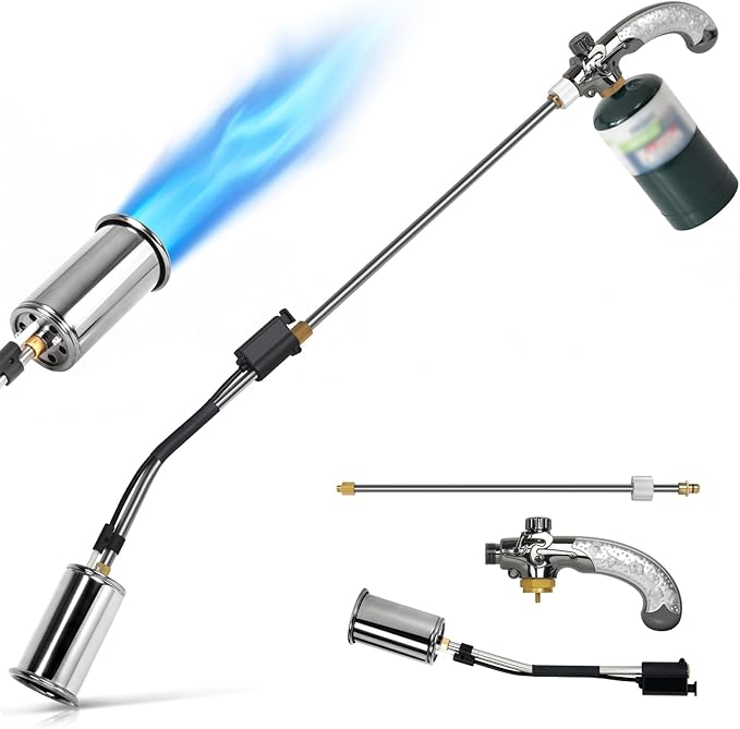 Propane Torch Weed Burner,37" Extended Blow Torch with Flame Control Valve, Flame Thrower Detachable Long Arm,Burner Torches for Outside, Yard,Garden,BBQ,Weeding,Wood,Melting Snow