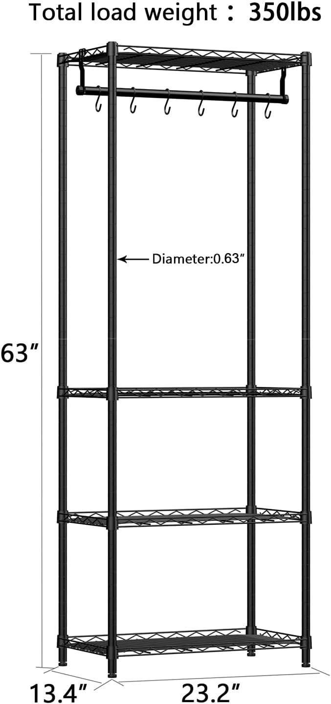 Xiofio 4-Tier Plant Shelf for Indoor Plants Outdoor, Large Multiple Flower Pot Holder Rack，Hanging Plant Stand 6pcs Hooks ,Adjustable Plant Stand Suitable for Bedroom Living Room Balcony Garden,Black