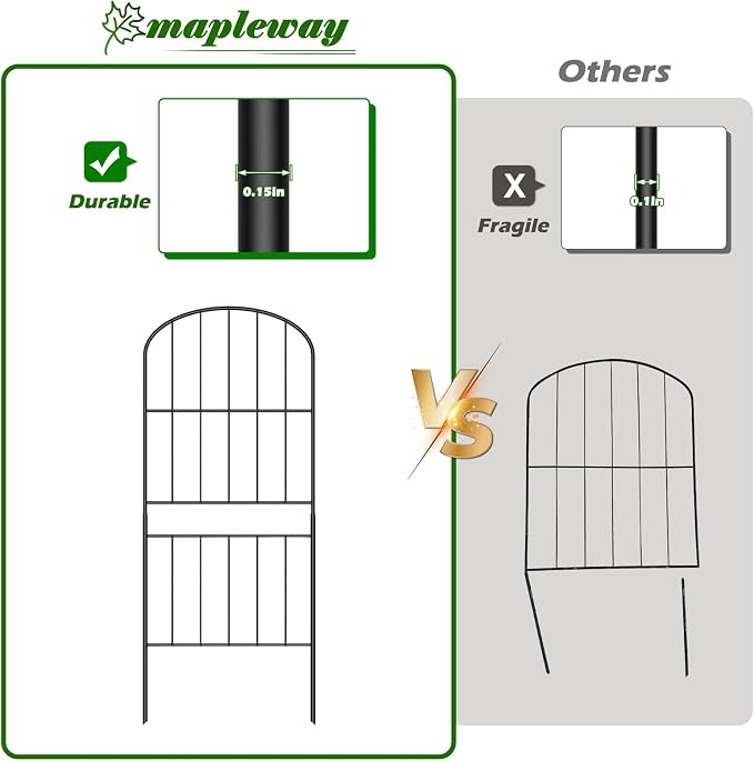 mapleway 31in(H) Garden Fence, 16ft(L) Dog Fence Outdoor for Yard, Decorative Garden Fencing Metal Panels Borders Stakes Animal Barrier for Yard Backyard, Arched