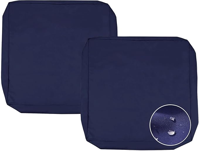 Sqodok Patio Cushion Covers 22x20, Waterproof Outdoor Cushion Covers for Patio Furniture, 2Pack Patio Cushion Slicovers Replacement, Outdoor Seat Cushion Slip Cover for Wicker Chair, Blue