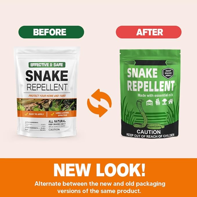 LEBMP Snake Repellent for Yard, Snake Away Repellent for Outdoors, Pet Safe Snakes Repellant, Garden Snake Deterrent, Keep Snakes Out of Backyard, Garage, House-12 Pouches