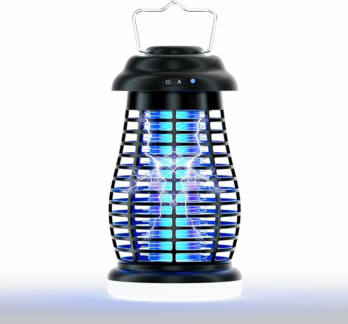Bug Zapper Outdoor & Indoor,Cordless Portable Mosquito Zapper with Automatic Mode,4200V High Powered Mosquito Repellent,Electric Fly Zapper for Camping,Outside,Patio,Backyard,Garden