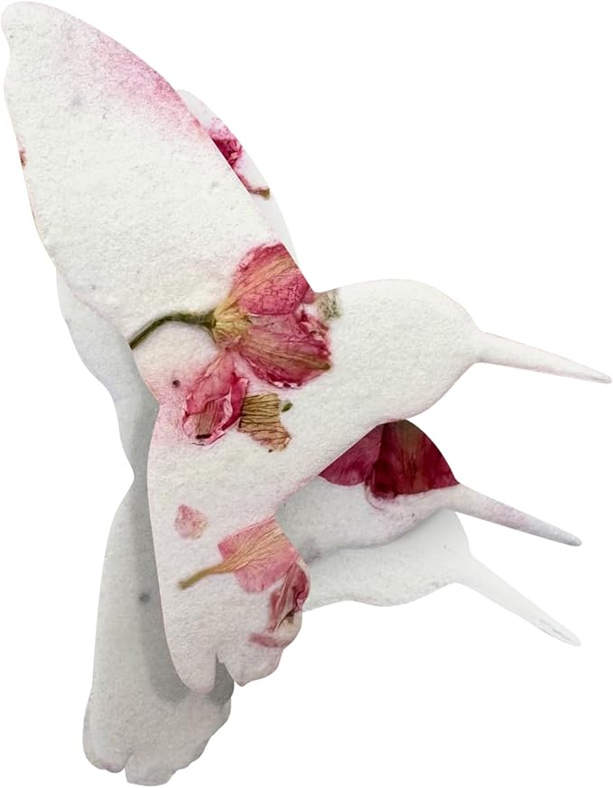 Pink Hummingbird Gift Tags with Wildflower Seeds - 24pcs Writable Gift Wrap Tags for Baby Showers, Mother's Day Present, Party Favors, DIY Crafts, & Earth Day Decorations
