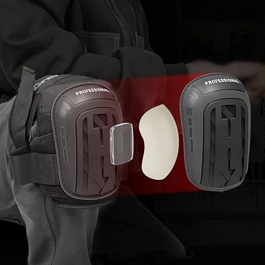 GRENPRO Professional Knee Pads for Work,Heavy Duty Thick Foam Knee Pads Tools, Knee Pad with Soft Gel Cushion for Construction, Work, Flooring, Gardening, Cleaning, Tiling,Black