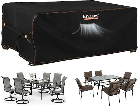 Enzeno Garden Furniture Cover Waterproof,63"L x 37"W x 29"H Garden Table Cover Rectangular,420D Heavy Duty Oxford Polyester Outdoor Patio Set Covers Windproof,Anti-UV for Chair and Table