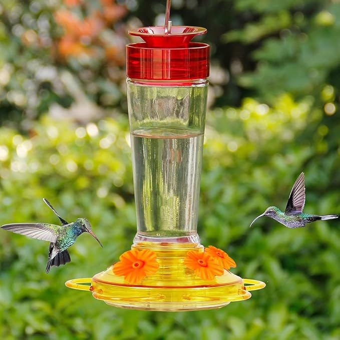 Hummingbird Feeder Replacement Parts - 16 PCS Orange Flowers, Bee Guards for Perky Pet Glass Plastic Base