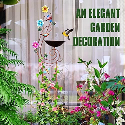 YYWMWM Metal Bird Bath with Trellis for Outside, 57” Height Birdbaths & Supports, Small Garden Decorative Trellises for Climbing Flowers Outdoor (Dragonfly)