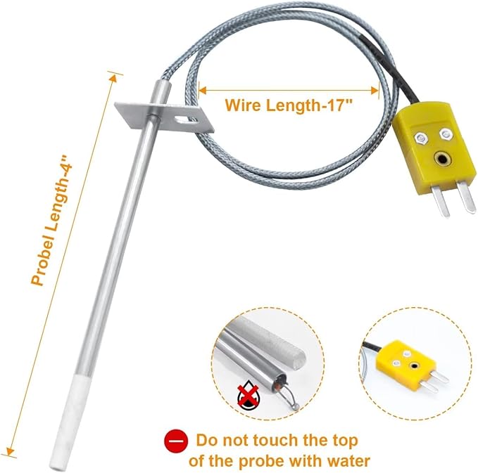 Temperature Probe Kit Compatible with Masterbuilt Gravity Series 560/800/1050 Digital Charcoal Grill + Smokers Replacement Parts, 1-Piece