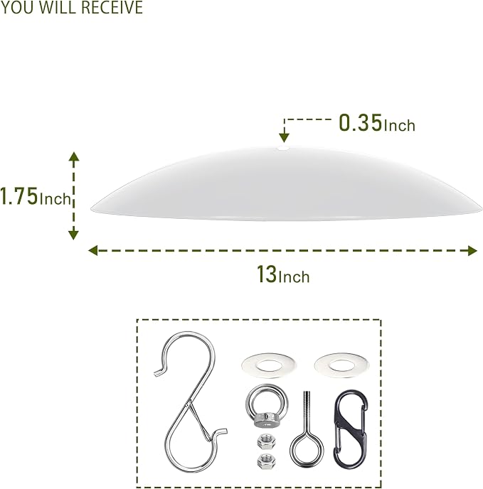 13" Bird Feeder Rain Guard, Hummingbird Feeder Shade Dome Cover, Hanging Baffle for Bird Feeder Pole,Smart Birds Feeder's Umbrella(Translucent), 1 Pack
