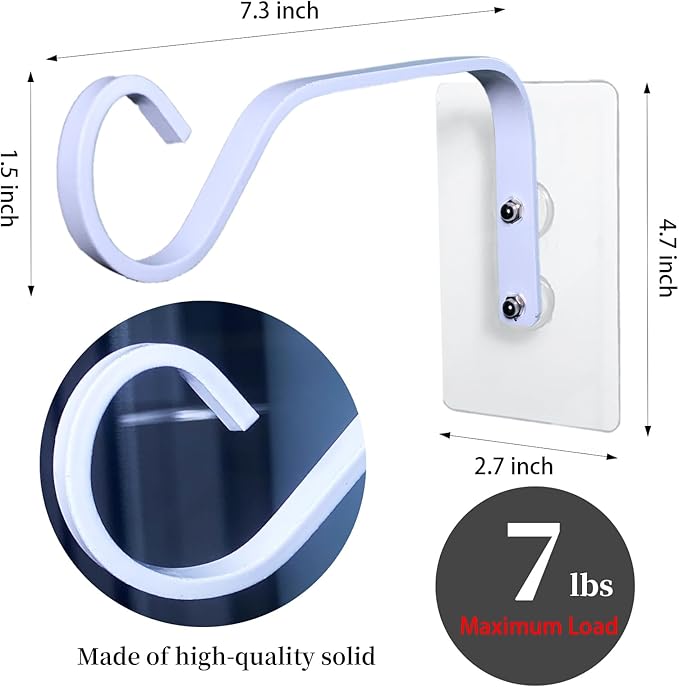 4-Pack Window Bird Feeder Hook, Strong Hanger with Traceless Adhesive & Screws, Window Mounted Load-Bearing Hook for Bird Feeders, Wind Chimes, Plants (White)