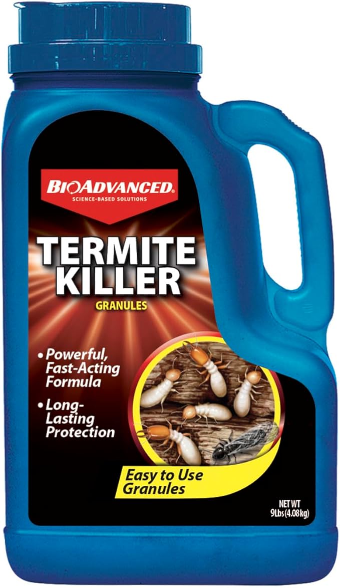 BioAdvanced Termite Killer Granules - Fast-Acting Termite Treatment - Outdoor Insect Control Home Barrier - Up to 30 Days Protection - Covers 4,500 Square Feet - 9 lb Bottle