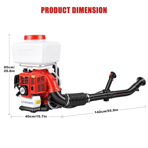 YOXIER 43cc Gas Mosquito Fogger & Backpack Sprayer - 3.7 Gallon Yard Sprayer & Fog Machine for Outdoor Repellent - 2HP Multi-Function Garden Sprayers, Duster & Backpack Blower for Gardening (Red)