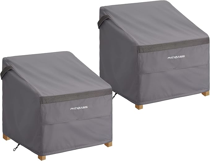 Waterproof Grey Large Outdoor Rocking Chair Cover 2 Pack 40''W x 40''D x 36''H Hampton Bay Oversized Wicker Patio Furniture Chair Covers Set of 2