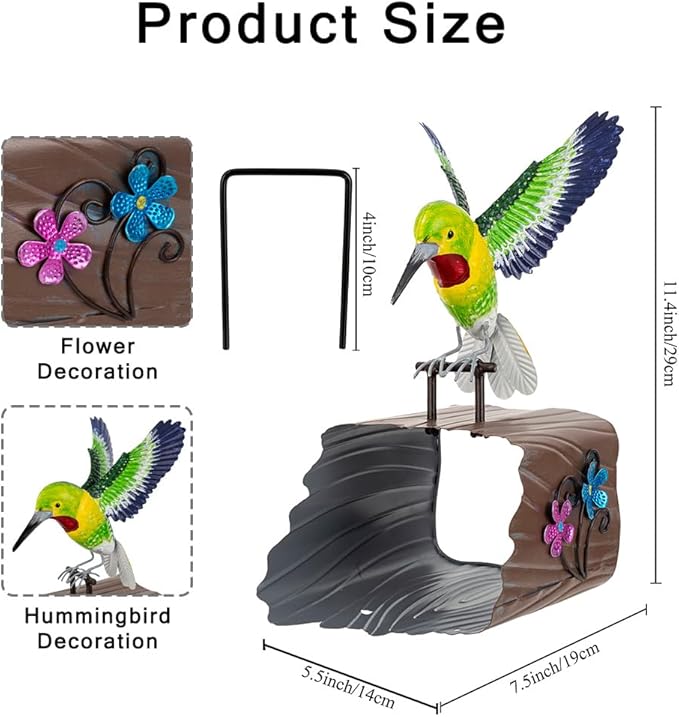 Metal Hummingbird Gutter Downspout Extensions, Outdoor Splash Block Sculpture Garden Decor, Waterproof Gutter Guard Garden Animal Statue Ornaments for Yard, Lawn