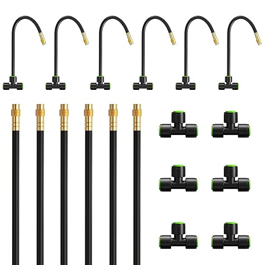 RAINPOINT Drip Irrigation System, No Pipe, only 6pcs Adjustable Copper Nobbles for Greenhouse, Lawn, Raised Beds, Outdoor Plants, 360°Adjustable and Quick Connectors