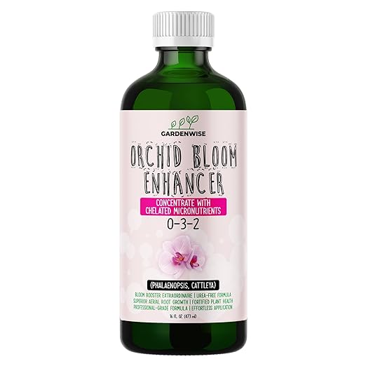 GARDENWISE 0-3-2 Giant Bloom: Orchid Bloom Enhancer - Orchid Bloom Booster Fertilizer - Orchid Food Concentrate - Chelated Nutrients for Healthy Flower & Reblooms (32 OZ), GW-05030-C-01