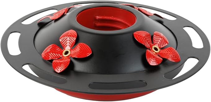 WOSIBO Hummingbird Feeder Replacement Bottom Base Replacement Part Includes Red Plastic Base Metal Top and Brushes (Black)