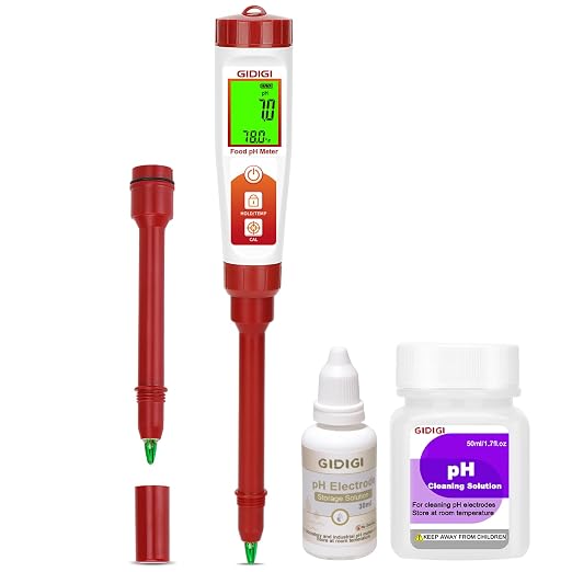 Food pH Meter Spear Tip Digital pH Test Pen for Sourdough Bread Fermentation Acidity Tester pH Tester for Cheese Hot Sauce Kombucha Wine Meat Saliva Cosmetic Honey, 1 Replaceable 5.5in pH Probe | Spear Tip