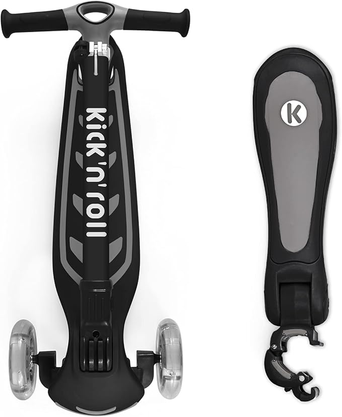 Kicknroll 3-Wheel Scooter for Kids Ages 3-12 with Light-Up Wheels, Folding Design, Adjustable Height, Extra Wide Deck (110 lbs Max)