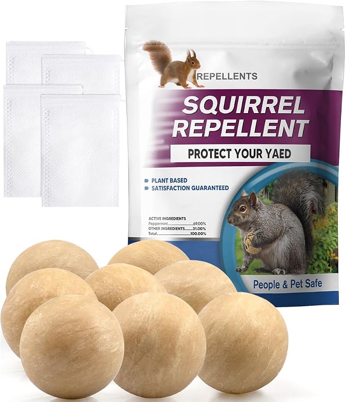 Squirrel Repellent Outdoor, Squirrel & Chipmunk Repellent, Squirrel Repellent for Garden, Keep Squirrels Out of Potted Plants, Lasting for 60-90 Days, 8 Packs