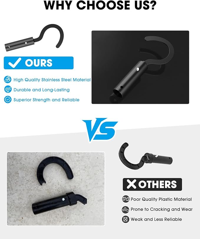 Stainless Steel Hook for All Robotic Pool Cleaner, Metal Pool Hook for Poles - Easy Attach to Telescopic Poles, Pool Accessories for Pool Vacuum Robot Including Cordless, Above Ground, and Underwater