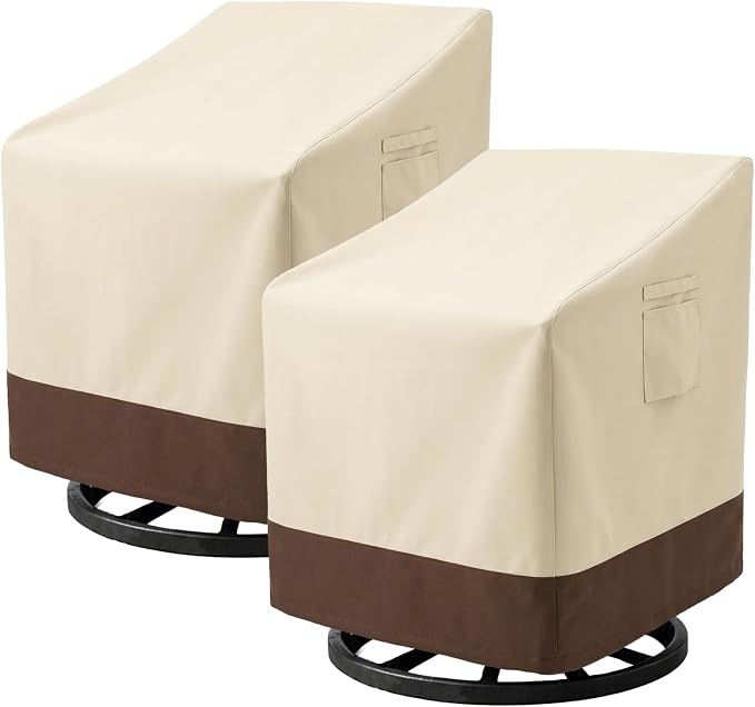 Patio Chair Covers 2 Pack, Heavy-Duty Outdoor Furniture Covers Waterproof to 8500 Pa, Swivel/Adirondack Outdoor Chair Covers with Air Vents, 28" W x 33" D x 38.5" H