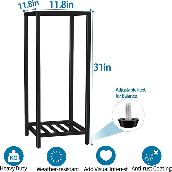 Plant Stand Indoor Outdoor, Heavy Duty Iron Pedestal Stands Metal Plant Stand for Indoor Outdoor, 30''H Tall Sturdy Planter Stand Display Plant Shelf for Patio, Living Room