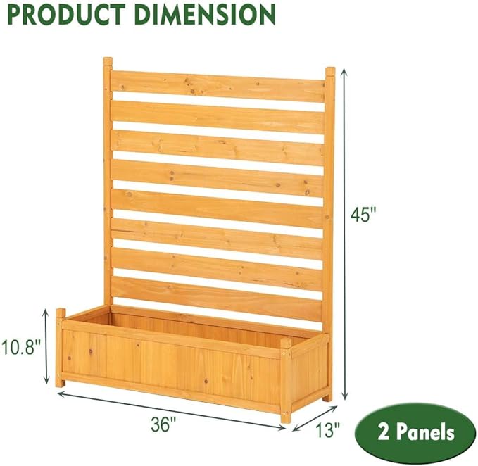 FORTUNO Outdoor Air Conditioner Fence Wood Privacy Screen with Planter Box for Trash Can Pool Equipment Garbage Can Enclosure No-Dig Kit, 2 Panels