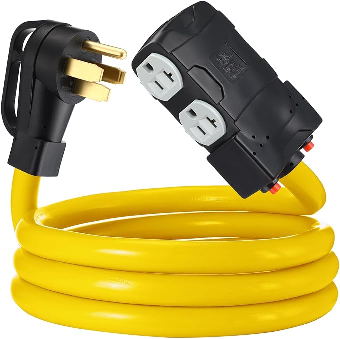 Kanayu 6ft 50 Amp to 20 Amp 110v Rv Distribution Adapter Compatible with Nema 14-50p to 4X 5-20r/ 5-15r 4 Prong Rv Generator Dryer Wall Socket for Four Household Outlet with 20amp Circuit Breaker