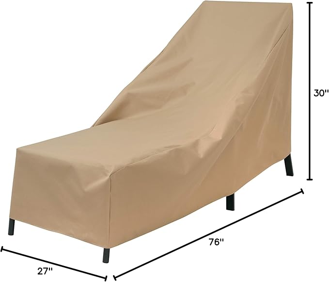 MODERN LEISURE Basics Patio Chaise Lounge Chair Cover - Weather-Resistant Fabric - Furniture Protection Perfect for Patio, Deck, and Porch - 76" L x 27" W x 30" H - Khaki - 4-Pack - 2023 Model