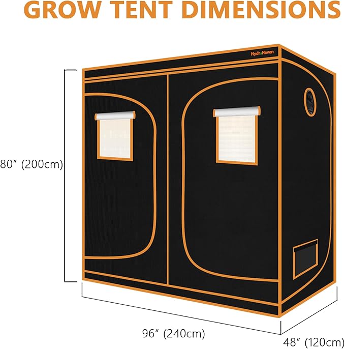 8x4 Grow Tent Kit (96"x48"x80") - Heavy-Duty 600D Diamond Mylar Lining, 98% Reflective, Viewing Window & Waterproof Floor Tray for Hydroponics Indoor Growing