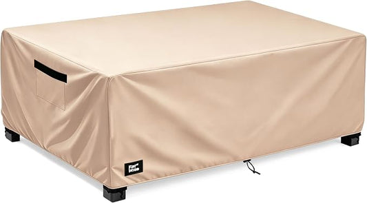 Patio Coffee Table Cover,48Wx28Dx16H Inches 100% Waterproof Heavy Duty Outdoor Rectangular Side Table Cover,Light Brown Minimalism Style Outdoor Furniture Covers