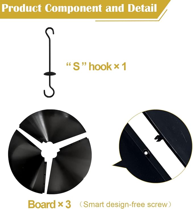 Queension Squirrel Baffle Wrap Guard Around Protects Hanging Bird Feeders for Outdoor Shepherd’s Hook, Save Bird Houses from Squirrels, Raccoons, and Rodents - Hang Mount 19 Inch 1pcs