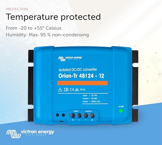 Victron Energy Orion-Tr DC to DC Converter - 48/24-Volt 12 amp 280-Watt - IP43 Protected - for Dual Battery Systems - Isolated