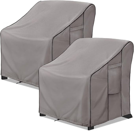 KylinLucky Outdoor Patio chair Covers 2 Pack，Fits 32 x 35 x 36 inch，31 x 34，30 x 33, Heavy Duty 600D waterproof Weatherproof，Outdoor Club Chair covers for Patio Furniture，Cloudy Grey