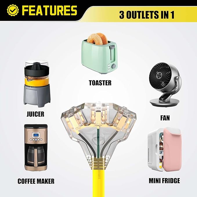 30 Amp to 110 RV Adapter, 30 Amp to 15 Amp Adapter Plug, NEMA TT-30P to 3X 5-15R/5-20R Household Outlets