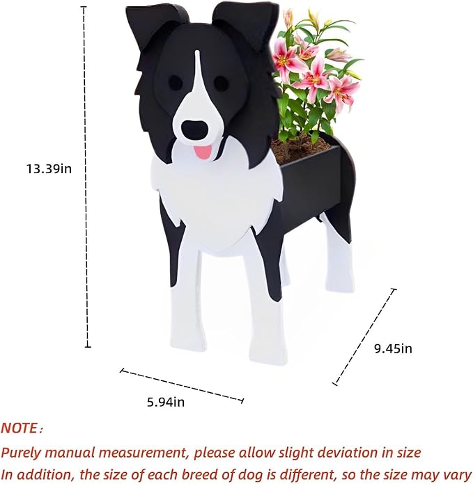 Border Collie Dog Planter Plant Pots,Cute Dog Flower Planter,Gifts for Pet Lovers,Unique Animal Plant Pots,Office,Indoor Outdoor Garden Decor
