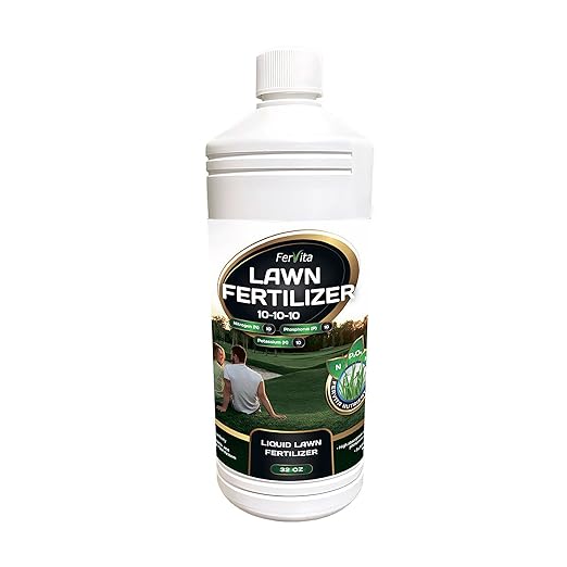 Liquid 10-10-10 Fertilizer for Lawn, Plants, Vegetables, Flowers - All Purpose Plant Food Outdoor & Indoor Plant Food - Balanced NPK Lawn Fertilizer with Nitrogen Potassium Phosphorus (32oz)
