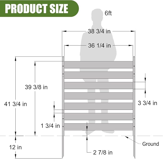 Outdoor Privacy Fence Wood Fence Privacy Screen No Dig Fence Panels Fencing for Garden Patio Pool Equipment Enclosure for Outside (Louvered-38 W x 42" H(2-Panel),White)