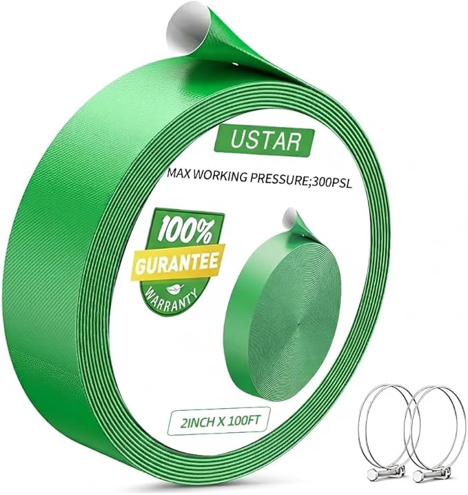 USTAR 2" x 100' Pool Backwash Hose: Pool Drain Hose, Sump Pump Hose with Heavy-Duty 3-Layer, Lightweight, Kink-Resistant for Pool Drain, Irrigation