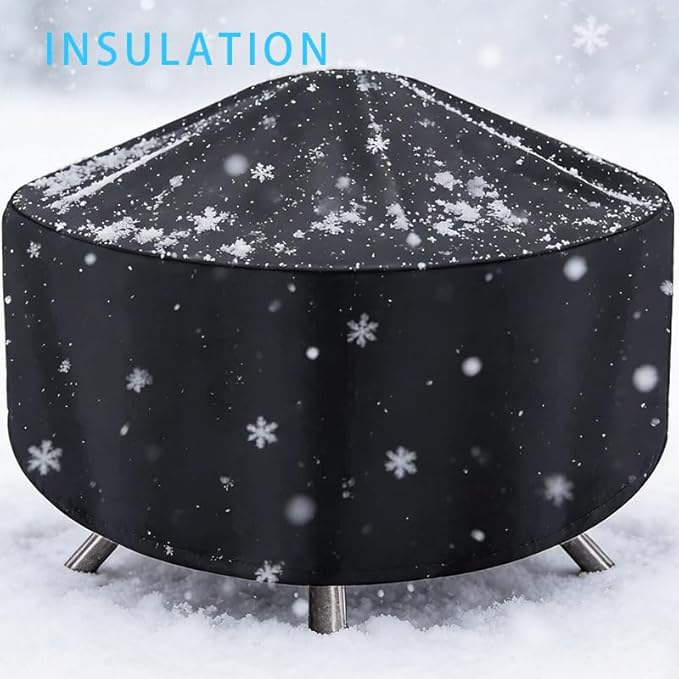 Round Fire Pit Cover for 22-34 Inch Firepit, Heavy Duty Outdoor Patio Fireplace Covers - Waterproof Dustproof Anti UV and Tear Resistant