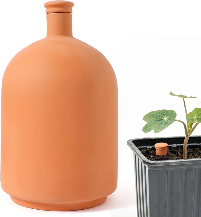 10*6in Ollas Clay Watering Pot with lid Terra Cotta Clay Irrigation Plant Watering Globes with Top Storage Pool Plant Corms for Irrigating Pots Plant Enthusiasts Terracotta Watering Spikes